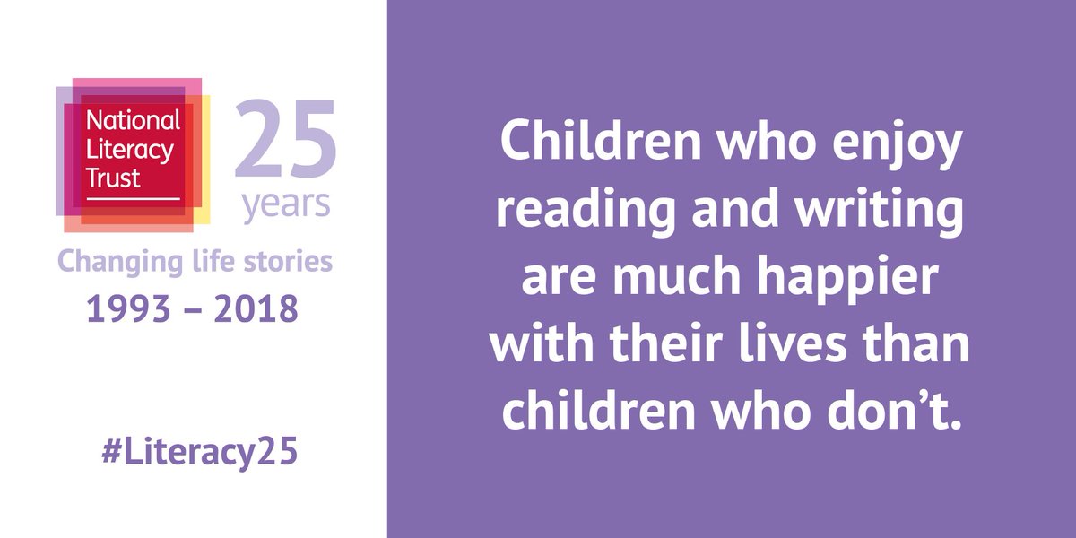 Literacy_Trust's tweet photo. Our new research found that children who enjoy reading &amp; writing are three times as likely to have better mental wellbeing than children who don't. Read the full report: https://t.co/e8IQnVomZI #Literacy25 https://t.co/I4fjZIOysg