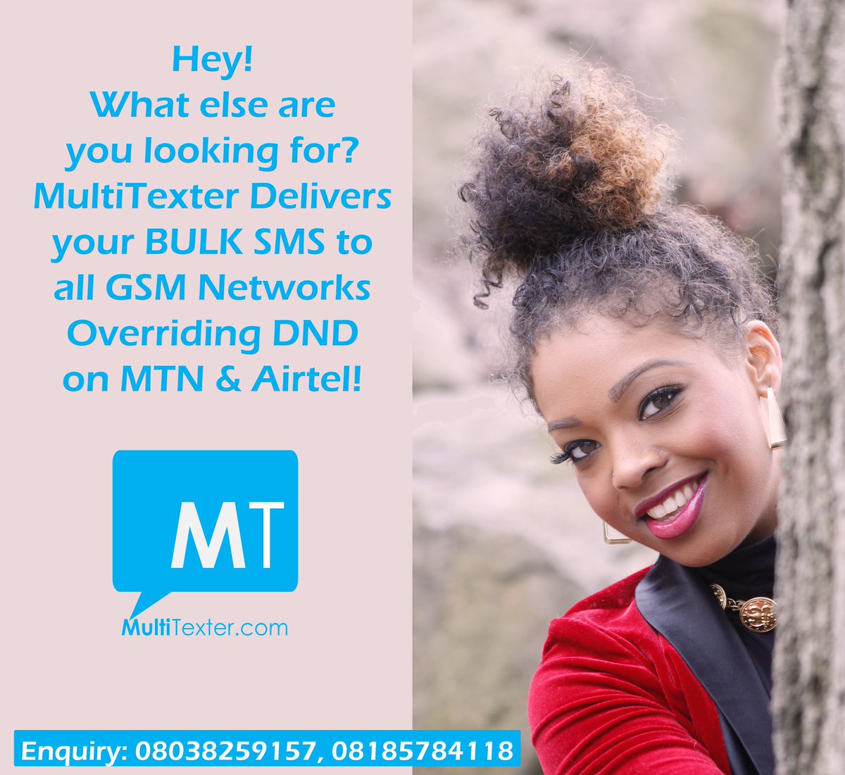 MultiTexter's tweet image. Your bulk SMS now delivers to DND numbers on MultiTexter.com

#multitexter
#bulksms #Babambari #BuyAndShipNG #Oyetola #FridayFeeling #FridayMotivation