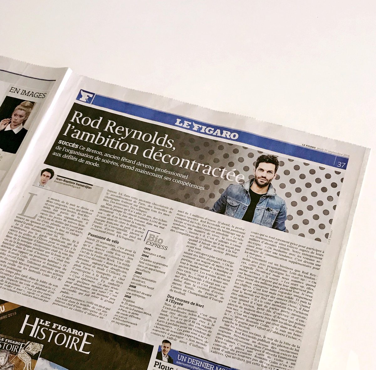 Dcontract_Paris's tweet photo. Dans @Le_Figaro d’hier, @reynoldsrod parle #influence, cyclisme, Bretagne et souvenirs de soirées.🔥
Merci @JBSemerdjian pour ce papier d’une rare justesse ! 👋🏼 https://t.co/Fbq2u1H8fj