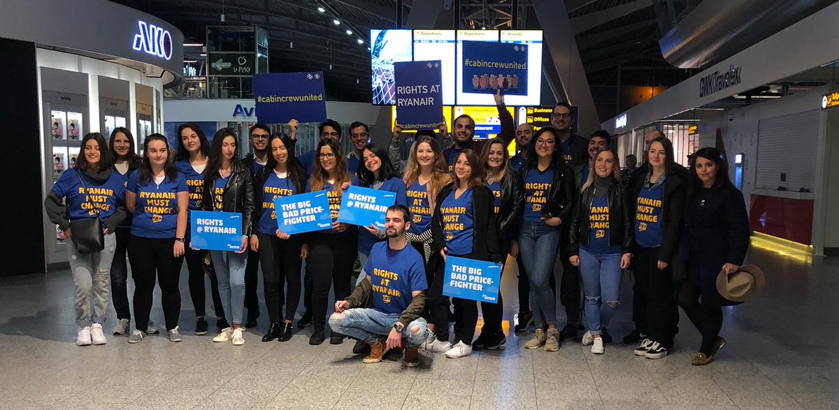 Hans_Elsen's tweet photo. In Duitsland, Italië, Spanje, Portugal, Nederland en België leggen ryanair medewerkers vandaag massaal het werk neer. Een nooit gezien Europees vakbondsfront met een gemeenschappelijk eis : Het lokaal arbeidsrecht moet toegepast worden! #ryanairstrike #Avanti  #Ryanairmustchange https://t.co/7uUMLPZAbu