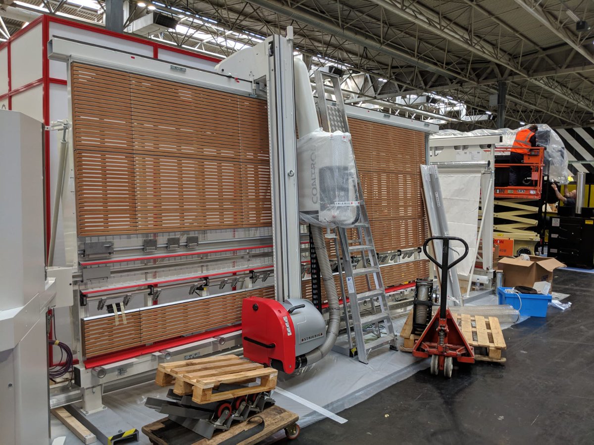 tm_machinery's tweet photo. Only two days to go! Our @W_Exhibition stand is coming together and our machines are now being installed! Come and see live machinery demonstrations and meet the team on B810!
#Striebig #PanelSaws #Saws #ALKO #DustExtraction https://t.co/nnPwxX4Lqx
