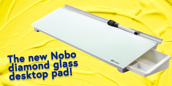 Stylish and easy to clean, the Nobo Diamond Personal Desktop Pad has a tempered safety glass surface suitable for frequent use due to its ultra-erasability and the highest resistance to ink stains, pen marks, scratches and dents > clarkesnottingham.co.uk #GDPR #office
