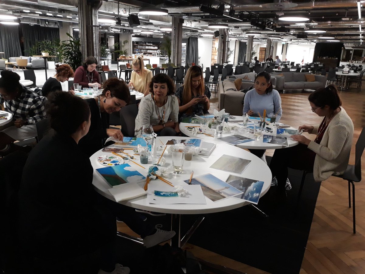 laupezza's tweet photo. I'd love to take all the credit for this but... Dublin Tweeps got such artistic talent! Another fantastic #PaintingWorkshop with ~โฌ300 raised for charity. Thanks everybody for coming, keep up the art! @TwitterDublin #CreativeNest https://t.co/TcESjVYUPo