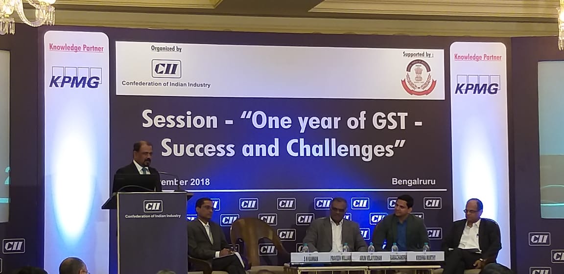 KPMGIndia's tweet photo. The implementation of #GST  in India over the past year has been an impressive exercise. Much has been accomplished, and there is more to go: Praveen William, Partner - Indirect Tax, @KPMGIndia speaking at the @FollowCII session on '#OneYearOfGST' at #Bengaluru. #GSTAtOne https://t.co/wwDkLc4dUH