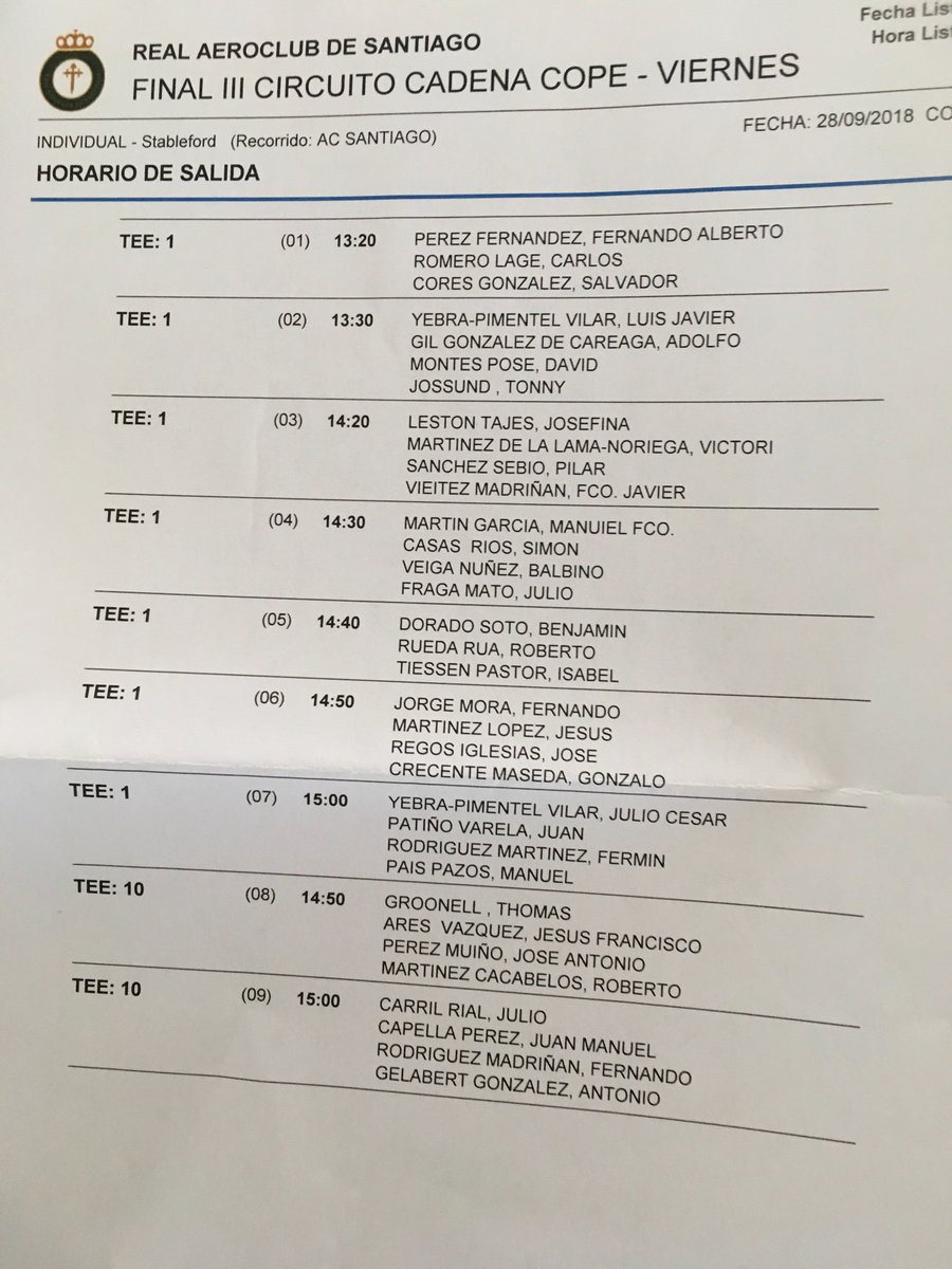 golfcopegal's tweet photo. Estas son las salidas de hoy en @aeroclubstgo https://t.co/v2bog52Rc0