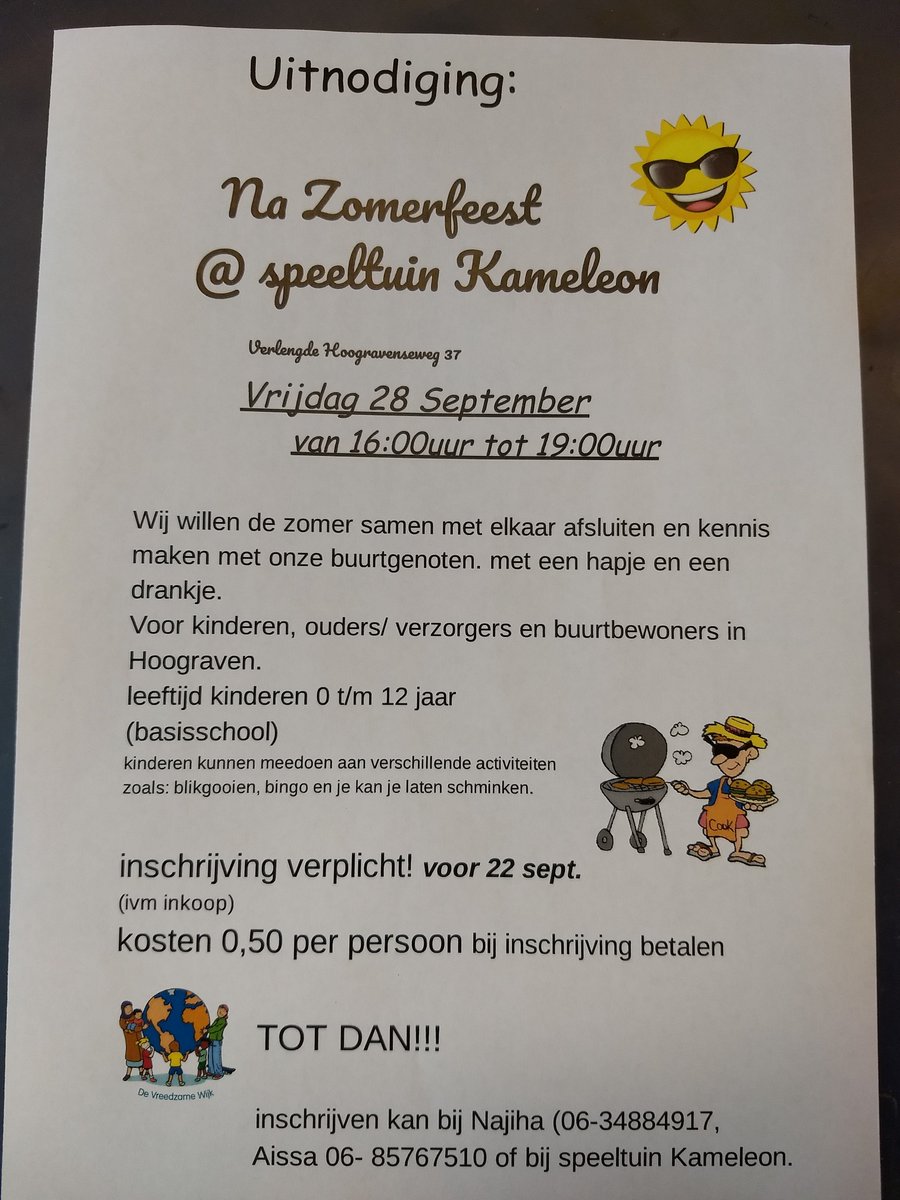 Denken jullie nog aan het nazomerfeest in <a href="/speeldekameleon/">Speeltuin De Kameleon</a> #Hoograven?
Kom gezellig even langs!!