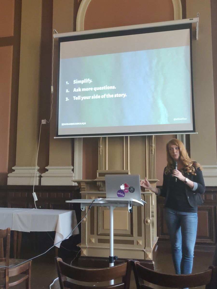 Three points how to improve your communication with clients and co-workers. Super good talk from <a href="/Elisaliisa/">Elisa Heikura</a>! Make sure to check his blog, koodarikuiskaaja.fi #WCTKU #wpfi #koodarikuiskaaja
