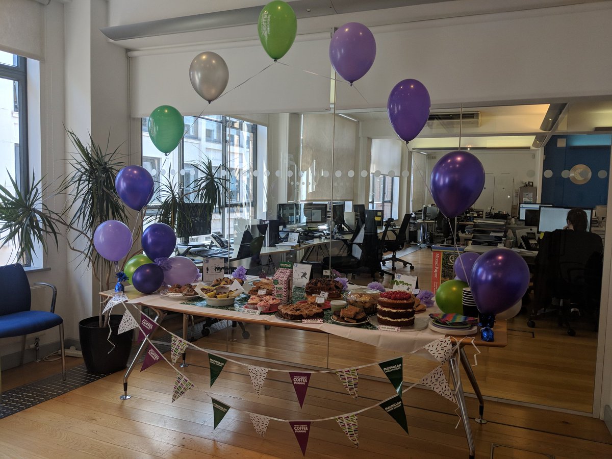 cajobsuk's tweet photo. Our Coffee Morning is underway and the team have done so well with their baking! Y U M! @macmillancancer #CoffeeMorning #cake #officebake #MacmillanCoffeeMorning https://t.co/5DQSphmSZ9