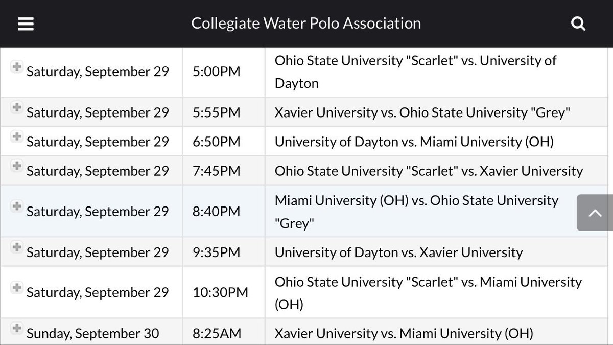 Ohio Collegiate Club teams clashing this weekend at Ohio State. Good luck. <a href="/OSUWaterPolo/">OSU Men's Water Polo</a> <a href="/MU_MensWP/">Miami Water Polo</a>  <a href="/Flyer_Polo/">UD Water Polo</a> <a href="/XavierWaterPolo/">Xavier Water Polo</a> <a href="/CWPAClubs/">CWPA-Club</a>