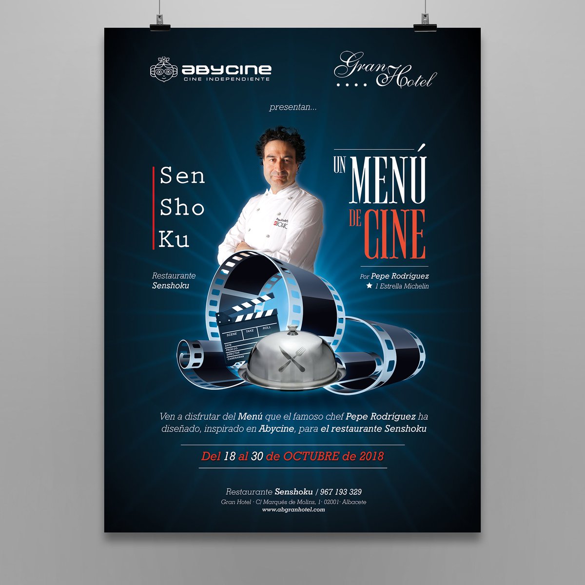 🗣 EXCLUSIVA | #ABYCINE

El martes 2 de octubre a las 11 h. presentamos el Menú Especial para #ABYCINE, ¡diseñado por el famoso Chef <a href="/Pepe_elBohio/">Pepe Rodriguez</a>! 👨🏻‍🍳 ⭐️

📍¿Dónde? En el Jardín #Senshoku de <a href="/ABGranHotel/">Gran Hotel Albacete</a>.

Podrás probarlo en Senshoku del 18 al 30 de octubre.
#FelizFinde