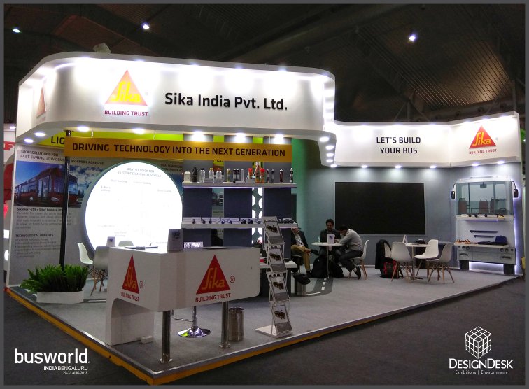 DesignDeskIndia's tweet photo. A road inspired ambiance was created for #SikaIndia at #BusWorld2018. The innovative display in the form of bus cut-out, the large LED TV and the continuous fascia with brand logo created a lasting impression!
#DesignDesk #CustomBooths #ExhibitionDesign https://t.co/KGYav9PMwS