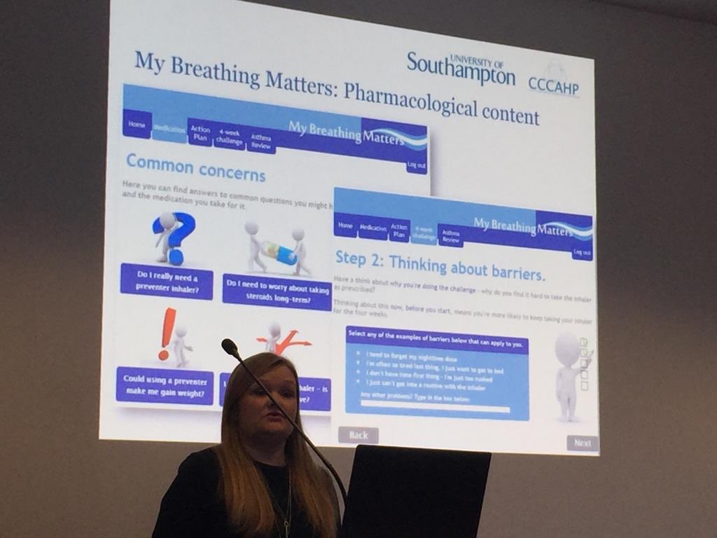 kate_greenwell's tweet photo. Presenting My Breathing Matters @PCRSUK Really interesting session on self-management @CCCAHP_UoS @benainsworth @AnnieBruton Mike Thomas Lucy Yardley #dipss thanks for the pics @rosannaorlando! #whenyouretooshortforthemic #gottaloveamidpresentingface https://t.co/vt2IFTyghP