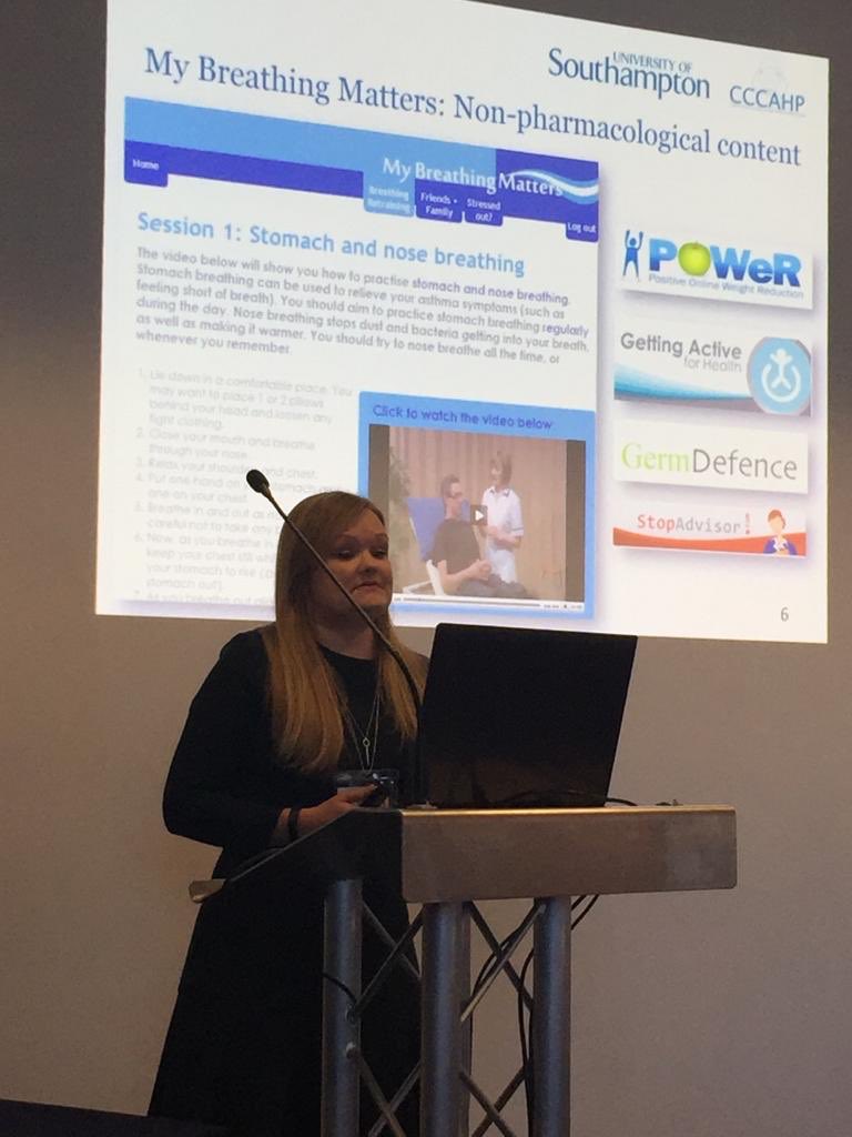 kate_greenwell's tweet photo. Presenting My Breathing Matters @PCRSUK Really interesting session on self-management @CCCAHP_UoS @benainsworth @AnnieBruton Mike Thomas Lucy Yardley #dipss thanks for the pics @rosannaorlando! #whenyouretooshortforthemic #gottaloveamidpresentingface https://t.co/vt2IFTyghP