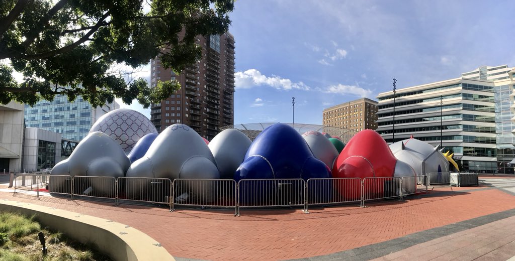 TommieClarkWBAL's tweet photo. Did you see this massive piece of artwork going up in Cowles Commons yesterday? Find out what it is, and how you can go INSIDE of it — on @KCCINews This Morning! #interactiveartwork https://t.co/XLCKzyGQaz