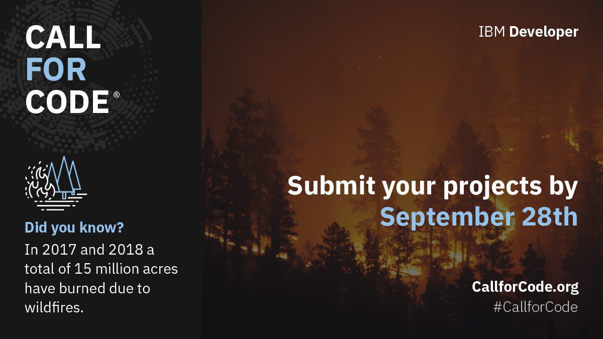 timsekac's tweet photo. This past summer was one of the busiest on record for first responders battling wildfires. Code can make a difference! If you haven't already, submit your #CallforCode project today: https://t.co/vlArP4dwMC https://t.co/mzc1amoYrT