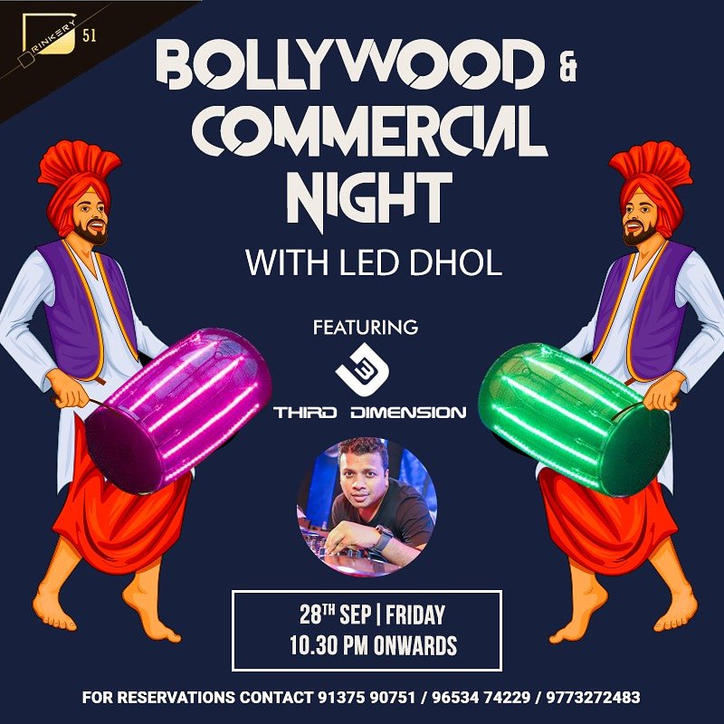 whatis3d's tweet photo. Tired Of The Same Sounding Bollywood Party's? Then You Gotta Come Check This One Out Tonight At The Uber Sexy & Stylish Drinkery 51 #ThirdDimension #Live #AudioVisualSet #Drinkery51 #BKC #Bandra #Mumbai #FridayNight #MumbaiNightLife #BollyWood #Commercial #Punjabi #Bhangra #Dhol https://t.co/KMQLWePlI0