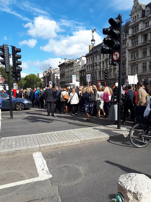 A fantastic turnout today for the headteachers' march to Downing Street, showing the strength of feeling against cuts in #education #funding #SchoolCuts @WorthLessWS #StillNotListening