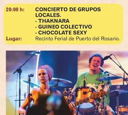 Guineocolectivo's tweet photo. Esta noche tocamos en el recinto ferial de Puerto del Rosario. A las 20:00 empieza Chocolate Sexy, después nosotros y cierra Taknara. Aprovechen pa' echar la tarde escuchando musiquita en directo, y luego se suben a los cochitos y esas cosas. :D https://t.co/W6LUr6Tdhp
