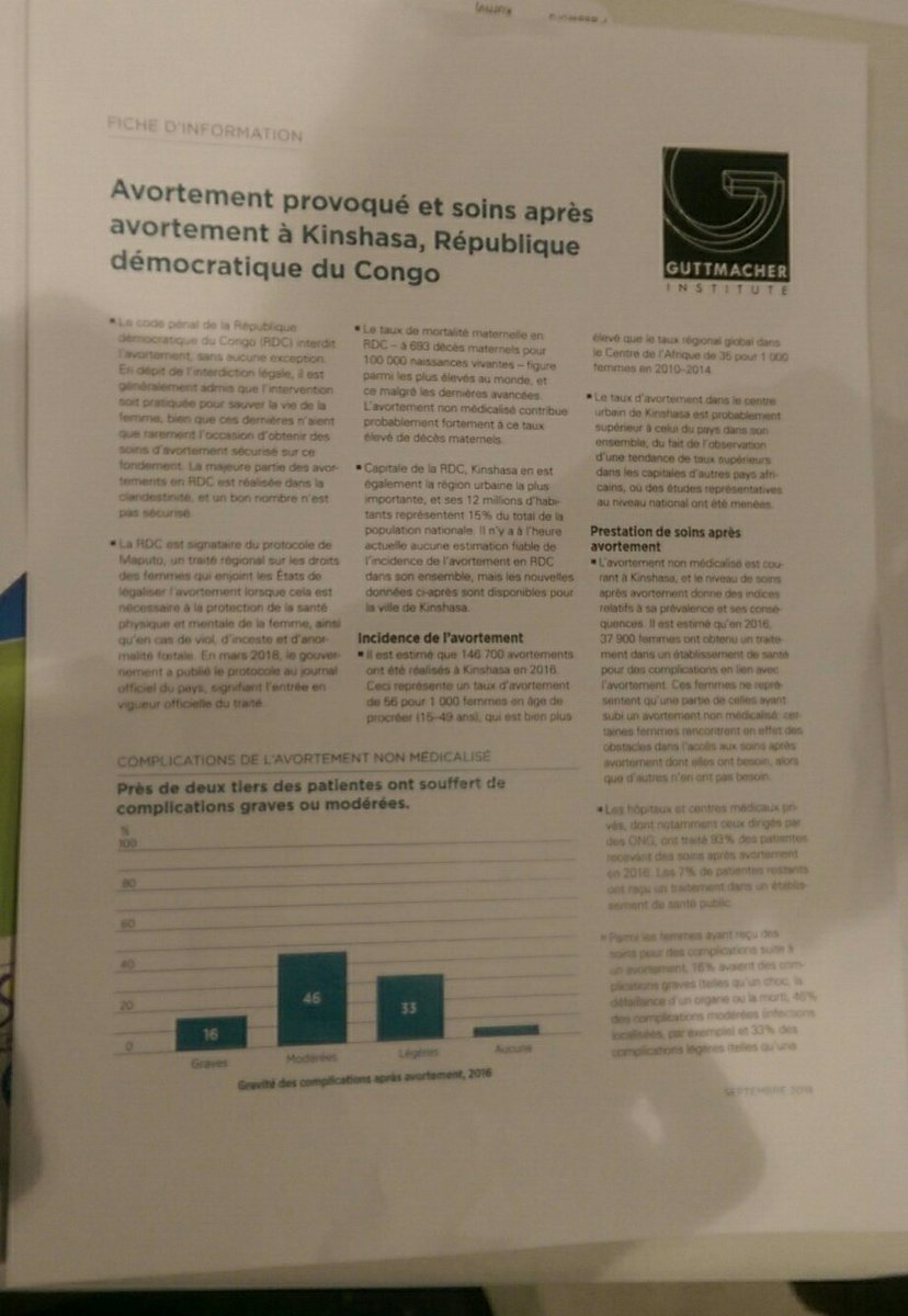 CoalitionGnd's tweet photo. #28S: Présentation des évidences de l'étude @Guttmacher sur le #avortements provoqué et soins après avortements en #RDC
#Article14RDC
#Sept28
@afiamama @abefnd_rdc  @MSFcongo @IpasOrg @safe2chooseFR @IPPFAR @tunawezacongo @MdM_France https://t.co/KD5Ext6tRk