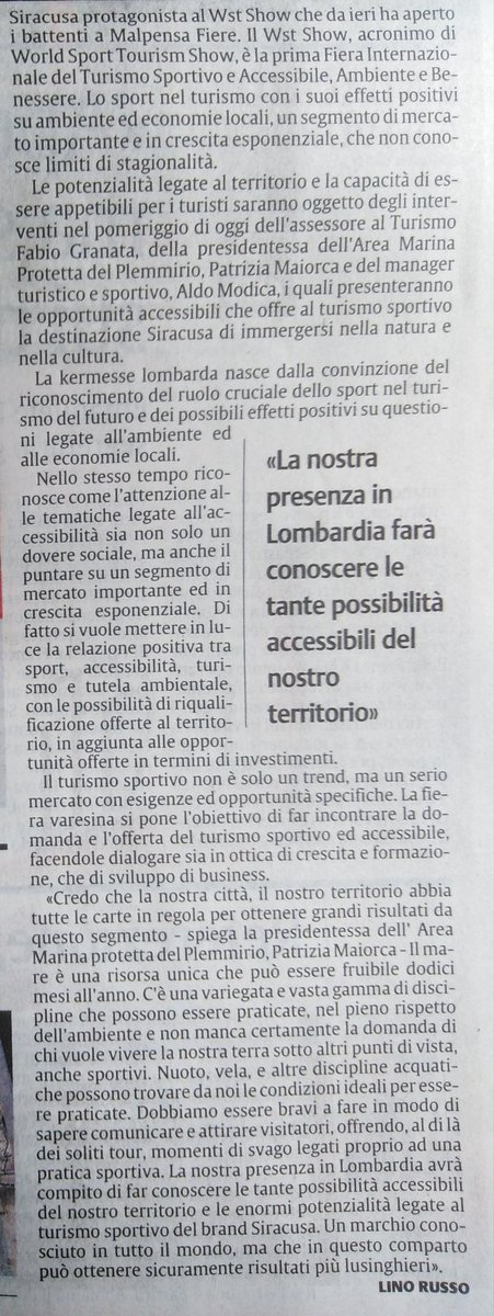 AldoModica's tweet photo. #Siracusa protagonista al World Sport Tourism Show, prima fiera internazionale del #turismosportivo a #MalpensaFiere con l'Assessore al turismo aretuseo @fabiogranata e la Presidente dell'Area Marina Protetta del Plemmirio, Patrizia Maiorca. #Sport #Turismo @WorldSportTour2 https://t.co/yj9w48bYTx