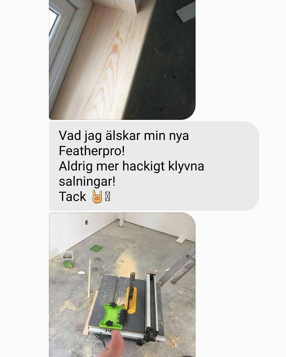 _KiwiTOOLS's tweet photo. "Aldrig mer hackiga salningar"
"The FeatherPRO is keeping everything nice and tight". Följer även med T-bultar så att featherboard passar till festools bordssågar, CS50 och CS70.  https://t.co/4rLGm52Y5z

#kiwitools #featherpro #featherboard  #dewalttools #cs50 #cs70 #festool https://t.co/4PJZeODEHr