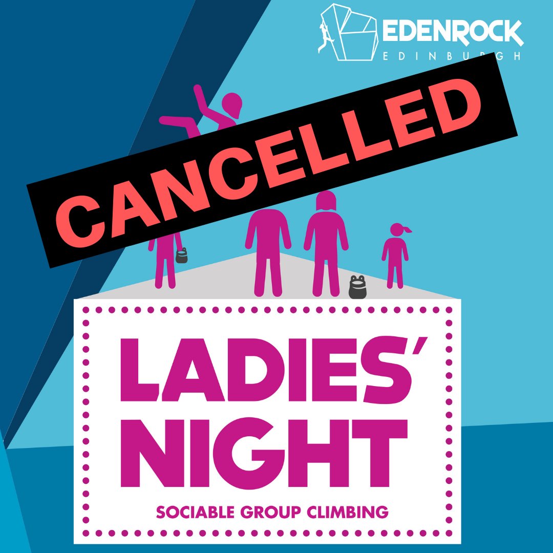 Unfortunately we've had to cancelled Ladies' Night tonight, apologies for the short notice. It's back to normal next week so see you all then!

#edenrockedinburgh #ladiesnight #backnextweek <a href="/climb_scotland/">ClimbScotland</a> <a href="/Mountain_Scot/">Mountaineering Scotland</a>