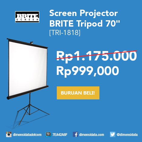 dimensidata's tweet image. Screen Projector BRITE Tripod 70 &quot; [TRI-1818].

Link: bit.ly/2Oi3Yp2

#ScreenProjector #Projector #BRITE #ScreenProjectorBRITE