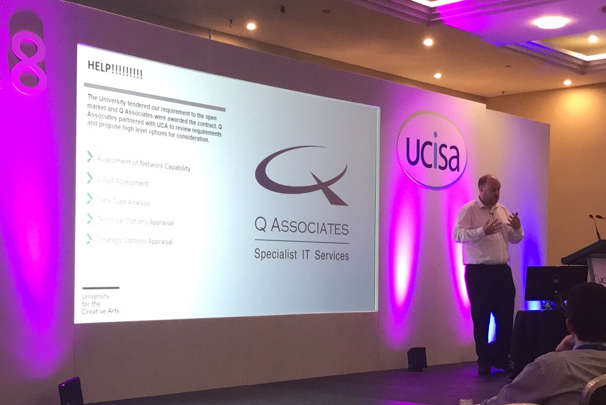AngeQAssociate's tweet photo. @daviesje75 talks at @ucisaig about transforming UCA’s IT service whilst guaranteeing business continuity and infrastructure scalability @qassociates https://t.co/g04KfhUIym