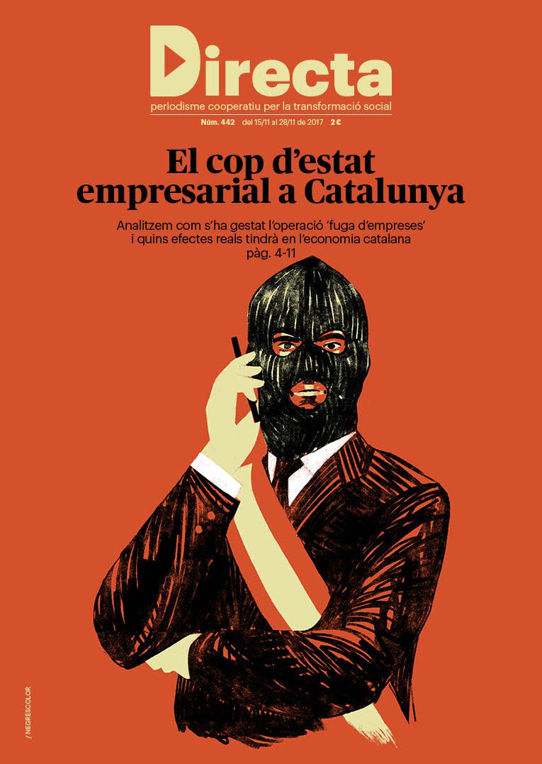 La_Directa's tweet photo. #Directa442 | "El cop d'estat empresarial a Catalunya", una anàlisi de com es va gestar la 'fuga d'empreses' i els efectes reals que tindria en l'economia catalana https://t.co/7aiJT7QZhU #negrescolor #PremisJunceda

Publicada el 15 de novembre de 2017 #SomPaper https://t.co/ad57ZfAEem