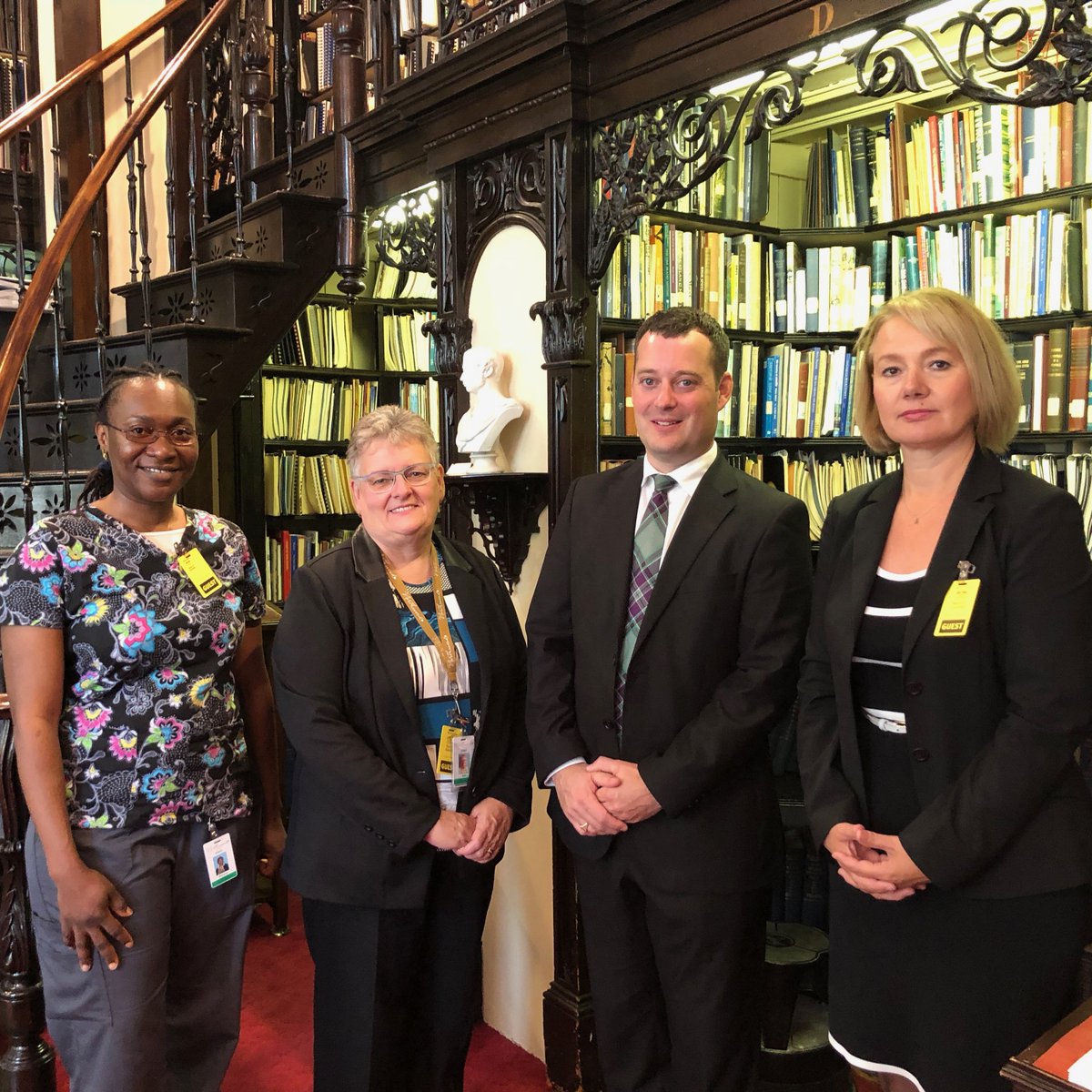 Minister of Health and Wellness recognizes Continuing Care Month in Legislature. Joy Owabolu, CCA at Northwood; Josie Ryan, Continuing Care Council; and Health Association Nova Scotia President/CEO, Mary Lee; in attendance for reading of resolution!