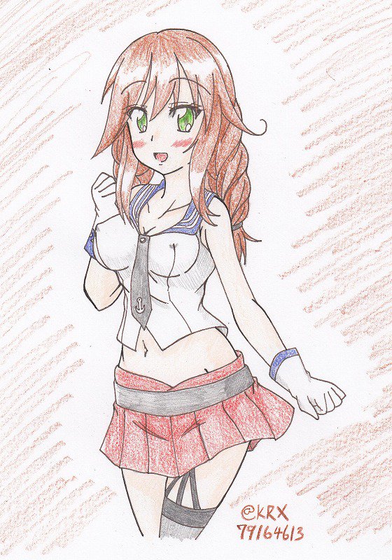 #艦これ版深夜の真剣お絵描き60分一本勝負
 #艦これ版真剣お絵描き60分一本勝負_20180928
 #能代
めっちゃ上向き
1.5h 