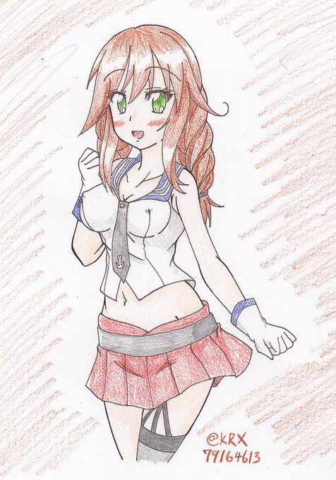 #艦これ版深夜の真剣お絵描き60分一本勝負
 #艦これ版真剣お絵描き60分一本勝負_20180928
 #能代
めっちゃ上向き
1.5h 
