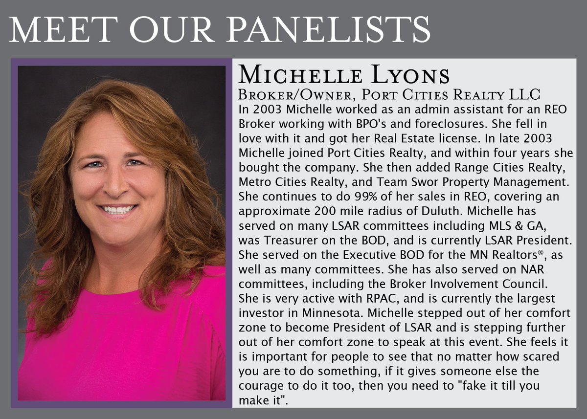 LibertyTitle_MN's tweet photo. Meet panelist Michelle!  Presenting at the Women's Leadership Conference on Thursday, October 11th. https://t.co/2o3oBB4zDs