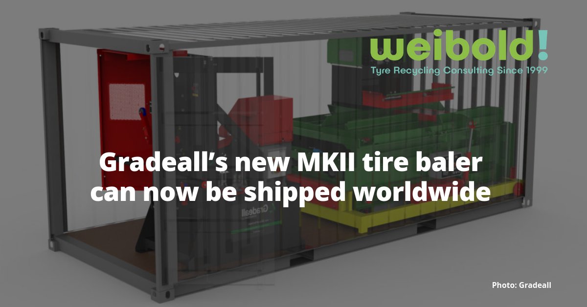 rweibold's tweet photo. The MKII Tire Baler offered by Gradeall International, the waste management equipment manufacturer and supplier based in Northern Ireland, can now be shipped worldwide!

Learn more about Gradeall's tire balers and their advantages here: 

https://t.co/ecuwZQzQ47 https://t.co/xZqXpm7ZpL