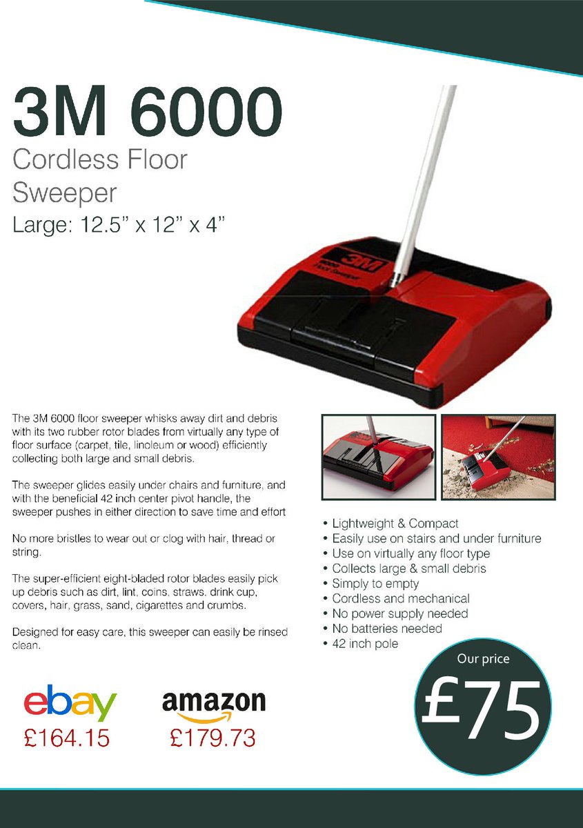ExDemoCleaning's tweet photo. FINAL DISCOUNT!! Our remaining stock of 3M Cordless Sweepers are now only £75 each! Get in touch today to order #cleaning #manchester https://t.co/KgVV9xQjiK