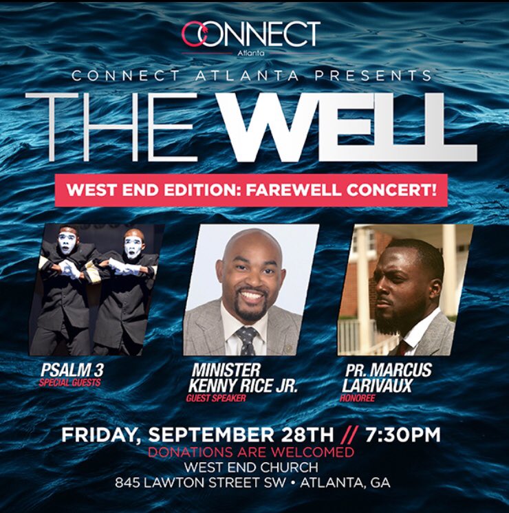 Please join us this evening for The Well as we honor @MrLarivaux!!  7:30pm at West End SDA