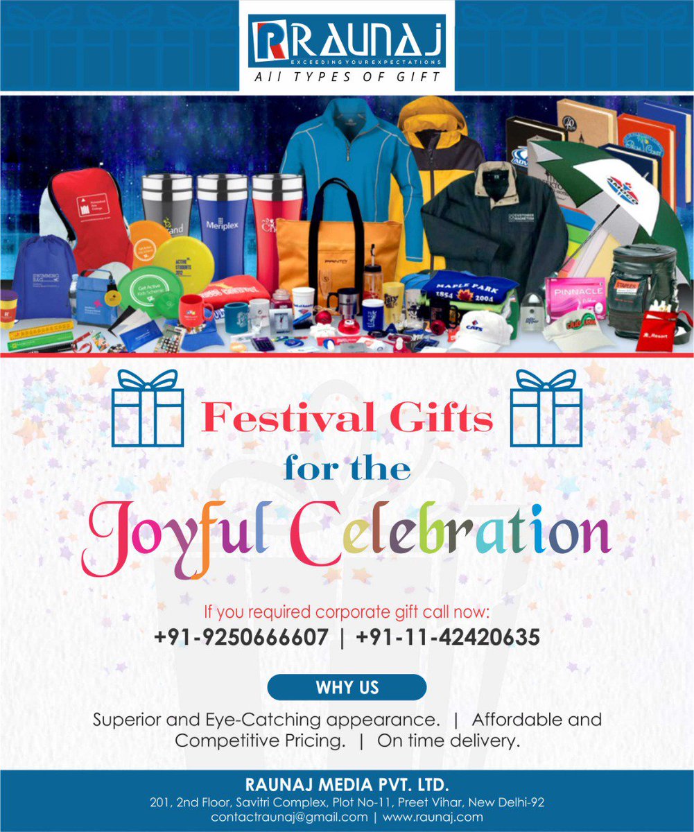 This Festival gift something special to your employees & Clients. 
We Provide #CorporateGift I #PackingDesign I #CreativeDesign I #ProductDesign I #CreativeAgency I #GreetingsDesign I and more.
Contact for more detais to us :
Contact-9250666607, 011-42420635