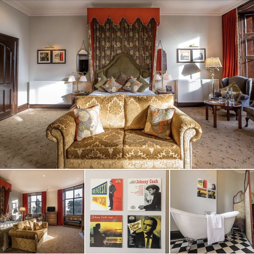 markree's tweet photo. Bedroom profile - Johnny Cash room: This stunning suite includes a beautifully comfortable bed, a Victorian style free-standing bath and picturesque views of the manicured gardens - what more could you want? #castleroom #castleaccommodation #JohnnyCash #LoveMarkree https://t.co/roRWV7BZ13
