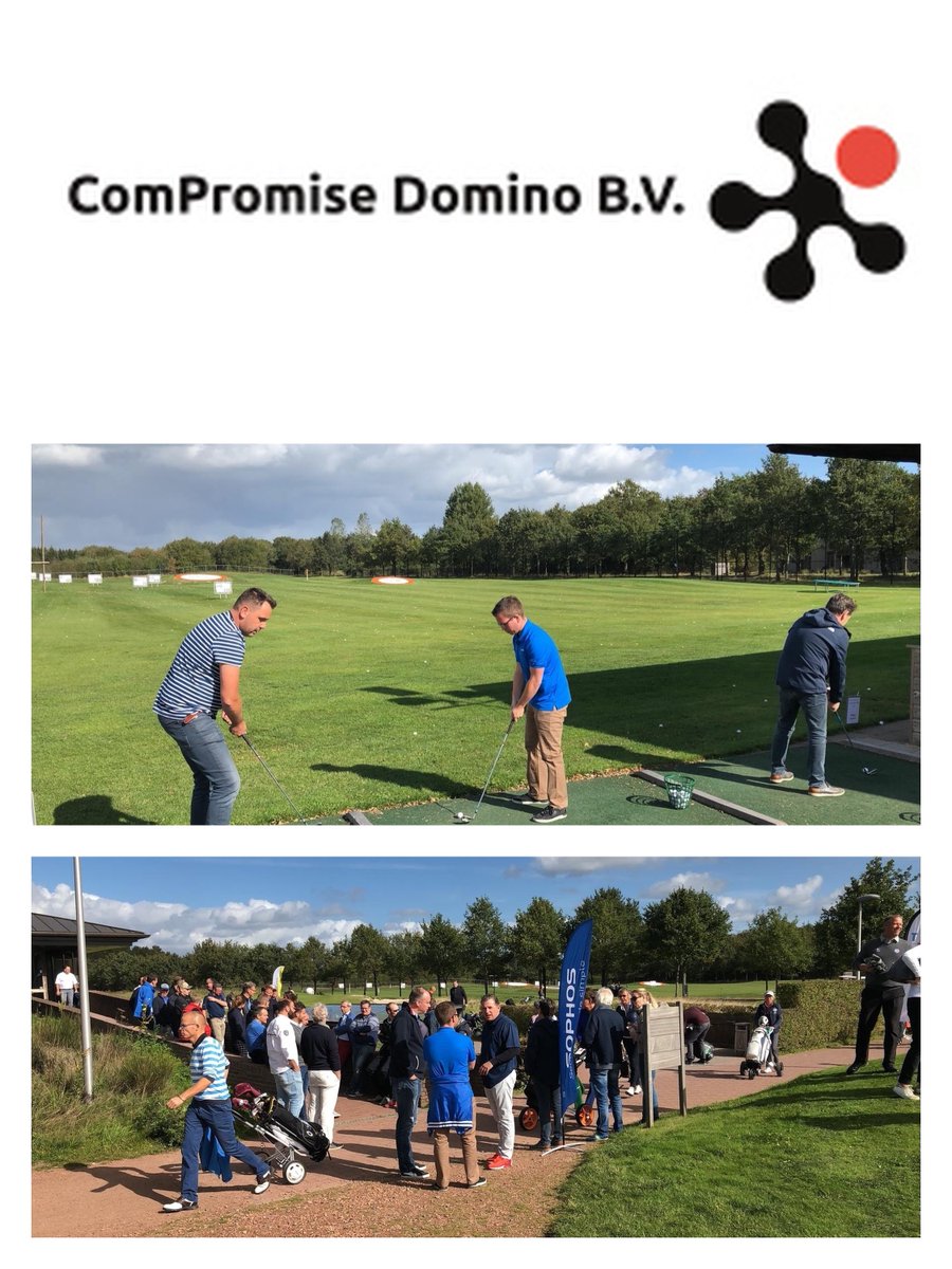 SophosBenelux's tweet photo. Sophos slaat vandaag een balletje bij de Drentsche Golf &amp; Country club in Assen tijdens het ComPromise Domino golfevent. Gelukkig breekt het zonnetje zo nu en dan nog even door! #sophosontheroad https://t.co/3GuMyQSsx9