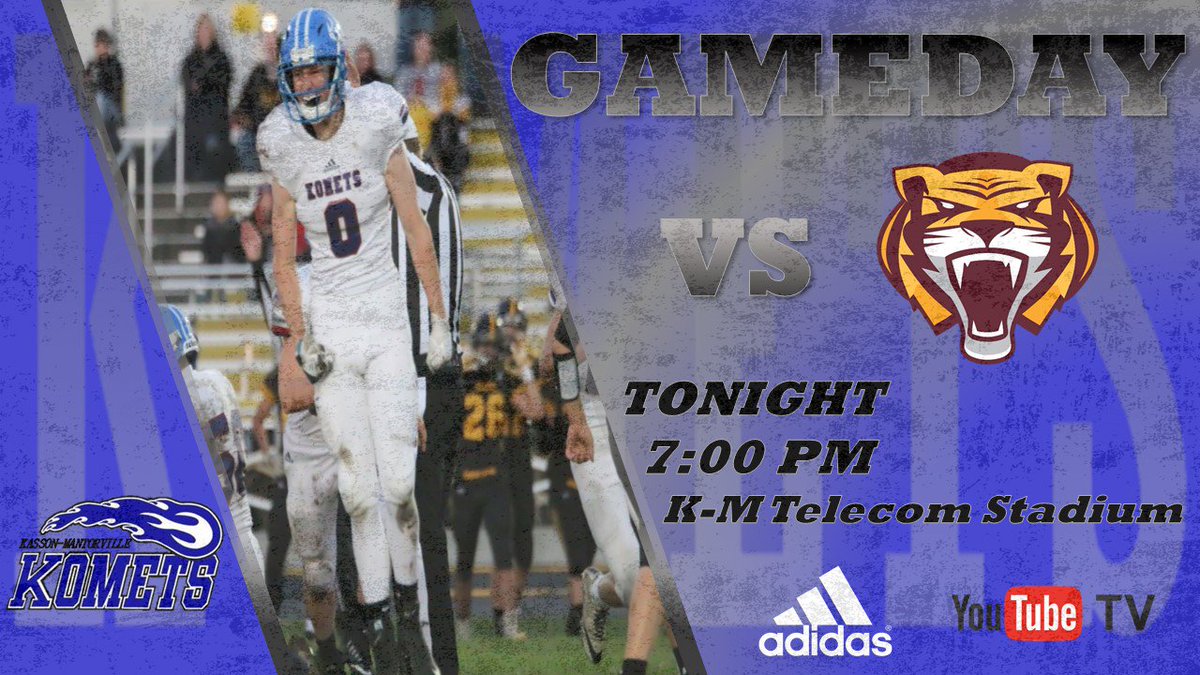 KMKoMetFootball's tweet photo. Homecoming! #ABC6GOTW
🏈 KoMets ☄️ vs Tigers 🐯
🗓️ September 28, 2018
⏰ 7 PM
📍 Kasson, MN
🏟️ K-M Telecom Stadium
🎖️ @ABC6NEWS Game of the Week
📺 https://t.co/tJX9PZLtiv https://t.co/AuEhG7WzQf