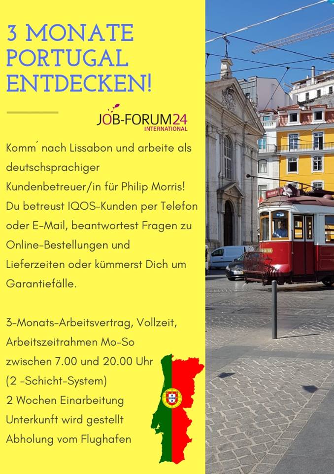 JobForum24's tweet photo. Für alle, denen 12 Monate im #Ausland zu lang sind - Wir bieten Euch  jetzt kurzfristig auch einen 3-Monats-Vertrag in #Portugal an! Alle Infos  unter walter.sandra@job-forum24.de
#workandtravel https://t.co/wkzdJq9qSx