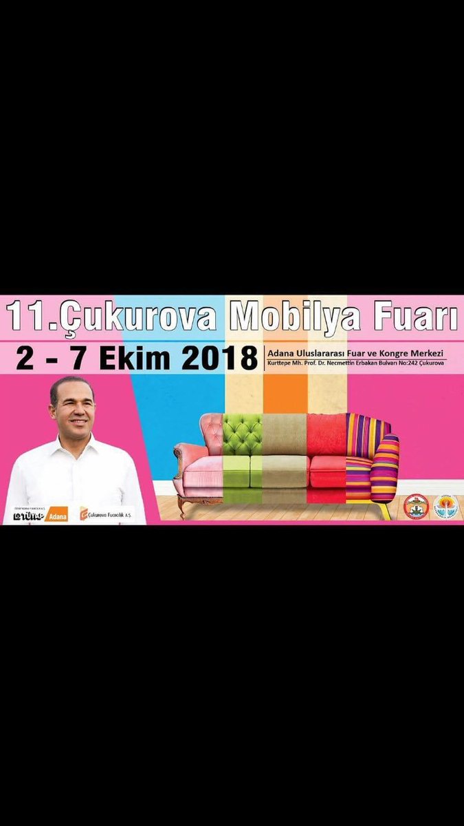 CUFASADANA's tweet photo. 11.Çukurova Mobilya Fuarı 
2-7 Ekim 2018' de kapılarını ziyaretçilerine açıyor. Tüm halkımız davetlidir.
#adana #çukurovafuarcılık #mobilya #fuar #uluslararasıfuar https://t.co/2lXvAhFbsV