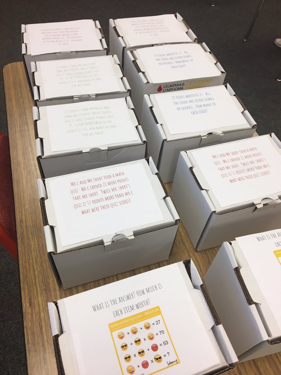 ladywarriorxc's tweet photo. Math Mystery Boxes in Alg 2! Can you figure out what is inside?!? @WoodhavenHigh #whywbsd #solvingsystems https://t.co/OeAP6Z1XiW