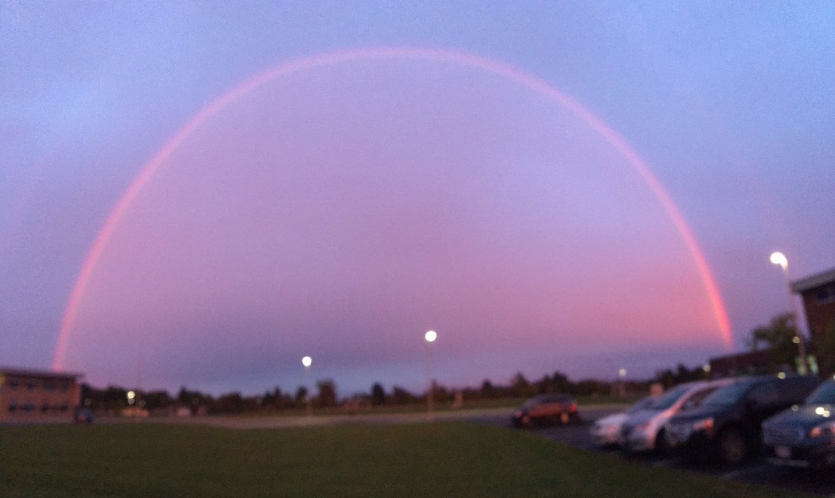 lgaughenbaugh's tweet photo. One benefit of staying late at school-seeing a sunset rainbow. #SummitSTEM #REYNproud https://t.co/wWmiUVPcdA