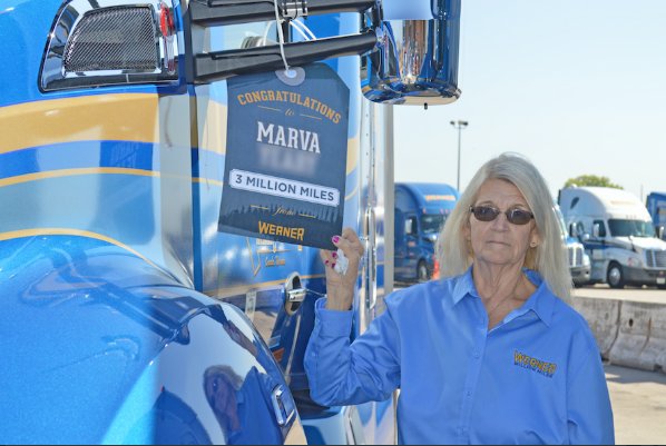 Congratulations to Marva Y. on becoming the first woman at Werner to achieve the rare driving milestone of three million accident-free miles! #WernerPride #MillionMiler