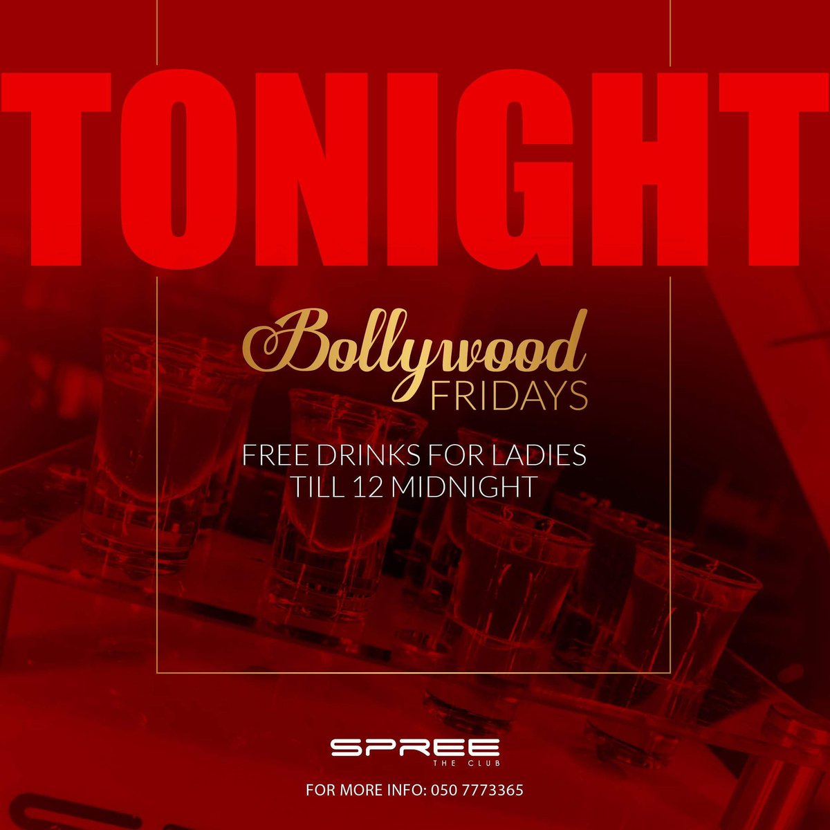 SpreeTheClub's tweet photo. Fridays are about Best Weekly Desi Night in Town! #Tonight 
Free Beverages for Ladies till 12AM
Music by: DJ G2 | DJ Happy 
Ladies / Couple Enter Free All Night Long!!
Gentlemen Pay: AED 100/-
Reservation: 0507773365
#Spreetheclub #BollywoodFridays  #DubaiNightlife #Dubai https://t.co/brvX7Nm0a5