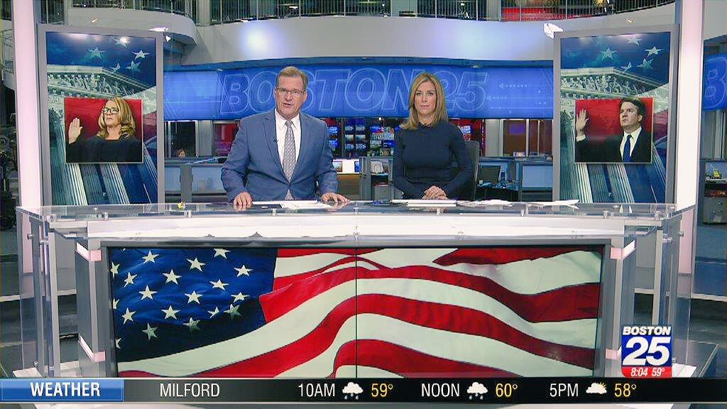 Daniel_Miller8's tweet photo. Coverage on the historic #KavanaghHearings continue on @boston25 Morning News. The #SenateJudiciaryCommitte expected to vote sometime after 9:30am. @boston25 @boston25gene @sara_underwood ⚖️🇺🇸 https://t.co/WzyAgByAsP