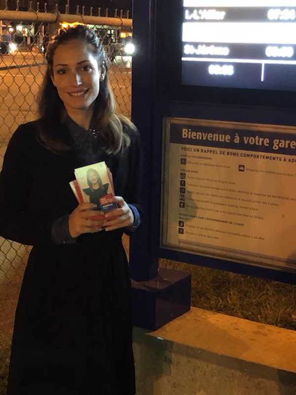 SChartrand24's tweet photo. Ce matin, pour une sixième fois depuis le début de la campagne, je me suis rendue à une gare située dans le comté de Groulx! 
Merci à l’équipe! 🤗
@LiberalQuebec #CANDIDATEGROULX https://t.co/gOUdlPvn4f