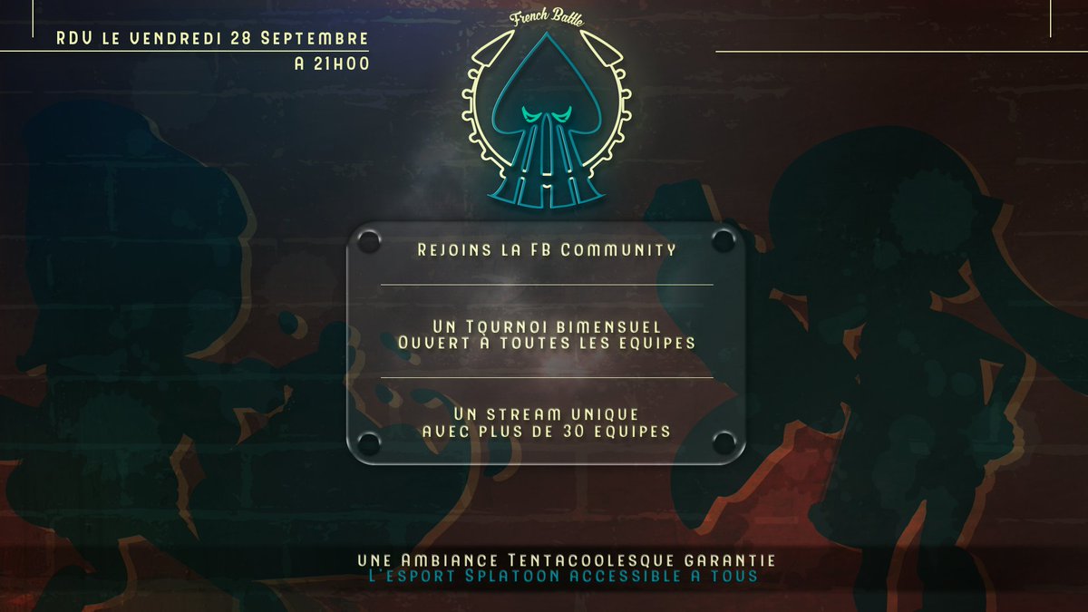 french_battle's tweet photo. Hey les frenchsquids 🐙🦑

Le #FB34 c'est ce soir à 21 : 00!

✔️ Un tournoi dédié à la communauté francophone
✔️ Un ou plusieurs brackets amateurs
✔️ Un stream de folie pour l'entièreté du tournoi

Rejoignez la #FBCommunity jusque 18 h ➡️ https://t.co/nzdOLZa6G9 https://t.co/1YCgmKakBP