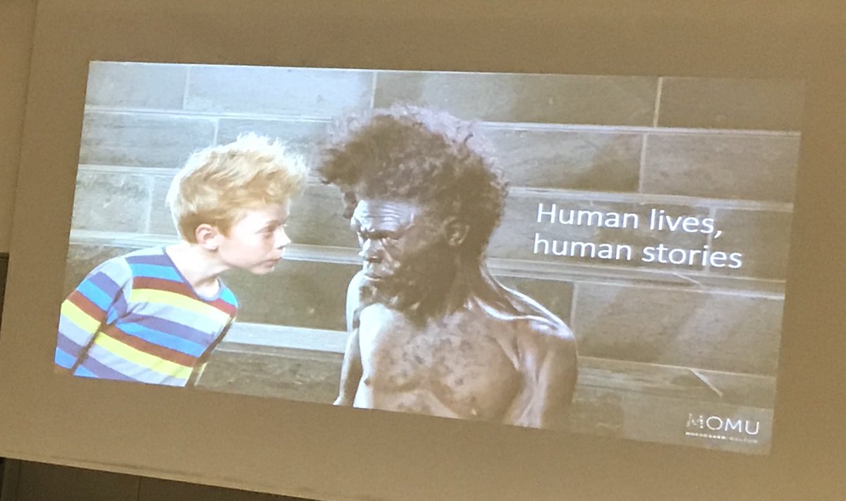 InvestinViborg's tweet photo. Human lives #Human stories. Fascinating presentation at Sci-Vi #VAF2018 from Pauline Asingh, Head of excihibition at mind blowing @MuseumMoesgaard on their use of #animation #VR #AR. Go there!#theanimationworkshop #Region_Midt @VIAuniversity https://t.co/KizjZR496g